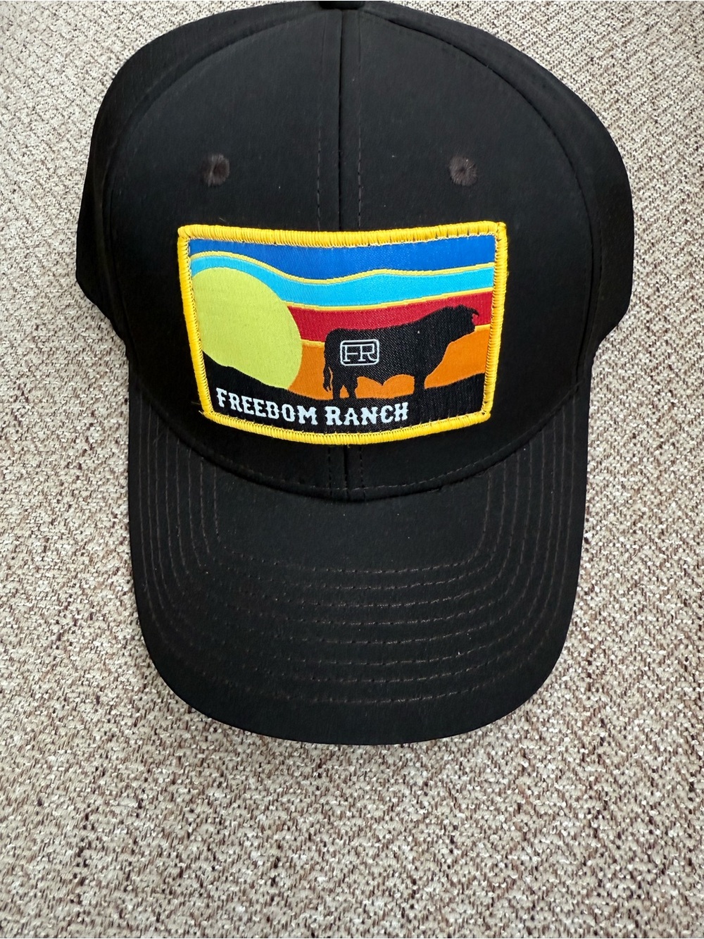 Freedom Ranch Patch Black Trucker Hat Adjustable NEW